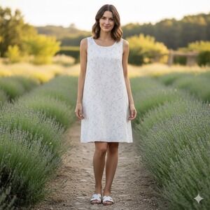 Cynthia Rowley Women's 100% Linen Sleeveless Floral Dress Size Medium Short Mini